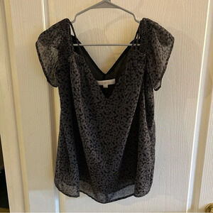 Loft On The Shoulder Or Off Flowy Black Camy Lined Blouse Size small Petite EUC